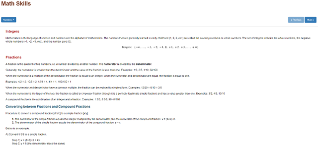 Math Skills modules