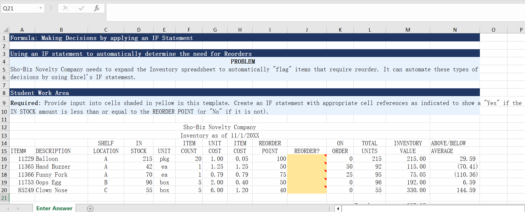 Gradable Excel image